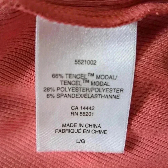 Mondetta Ribbed Short Sleeved Henley Large Scoop Neck Top Womens Salmon Pink - Picture 9 of 10